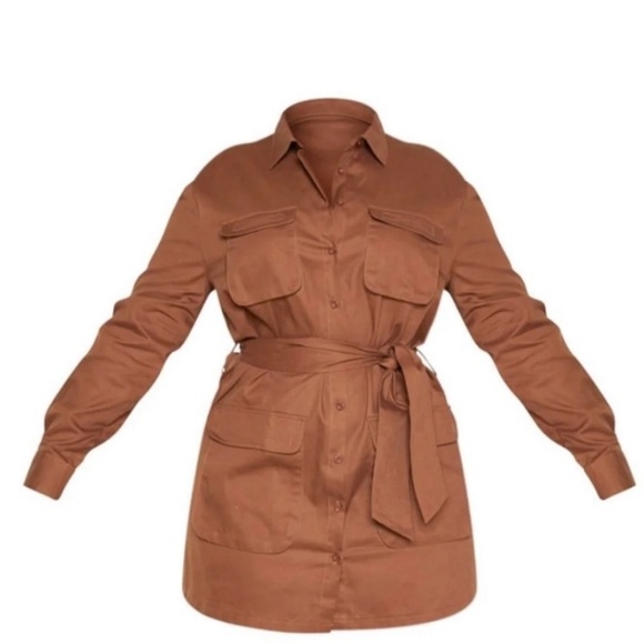 Brown Utility Shirt Dress - Picture 2 of 6